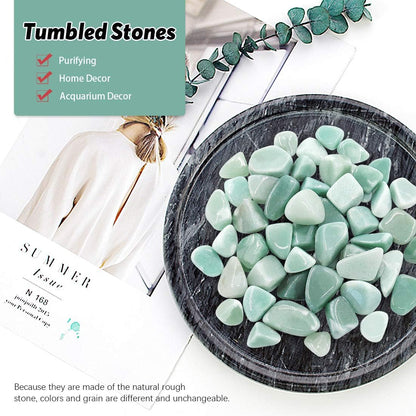 1Lb Bulk Large Natural Tumbled Polished Brazilian Stones Gemstone Healing Crystals Quartz for Wicca, Reiki, and Energy Crystal Healing (Green Aventurine about 1Lb/450G/16Oz/Bag)